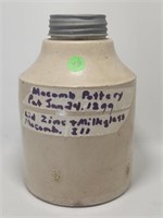 Old Pat. Jan 24, 1899 Macomb Pottery Jar