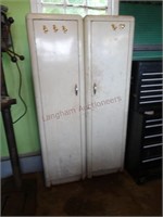 (2) White Metal Cabinets