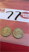 2-1979 Susan B, Anthony liberty one dollar coins