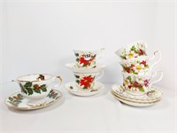 6 - ROYAL ALBERT CUPS & SAUCERS - "CHRISTMAS"