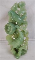 Vintage Birds In Tree Carved Jade Sculpture