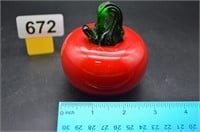 Art glass tomato paperweight