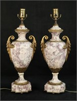 Pair of Marble Urn Form Lamps