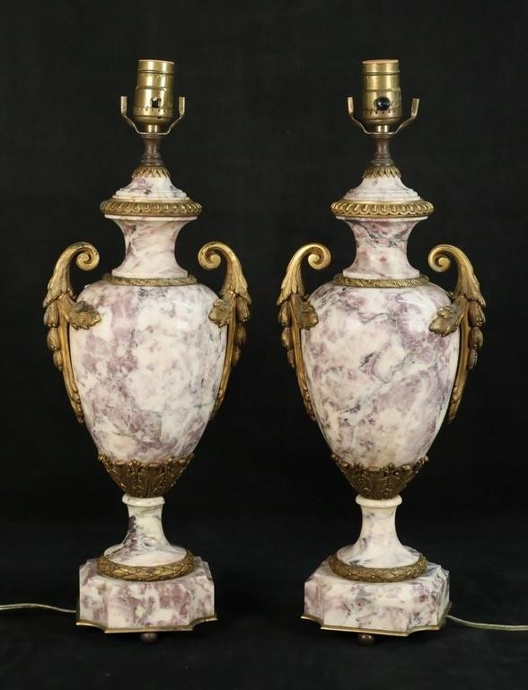 Pair of Marble Urn Form Lamps