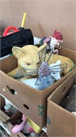 Box of animal figurines and gnome
