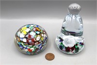 Pair of Handblown Paper Weights - Gibson