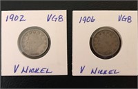 Coins: 1902 & 1906 (V) Nickels