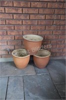 Ceramic Pottery Clay Containers x 3