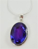 Amethyst Gemstone 2" Pendant and Chain