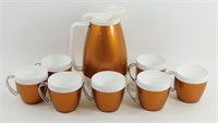 * 7 Copper and White Coffee Cups From the 60's