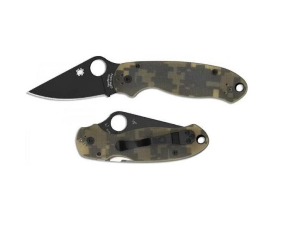 Spyderco Black Digital Camo G10 Plain Para 3 Knife