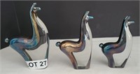 (3) Peruvian Glass Alpaca Figurines