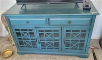 Turquoise Painted Entertainment Center Cabinet