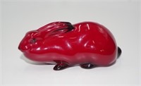 Royal Doulton flambe hare crouching