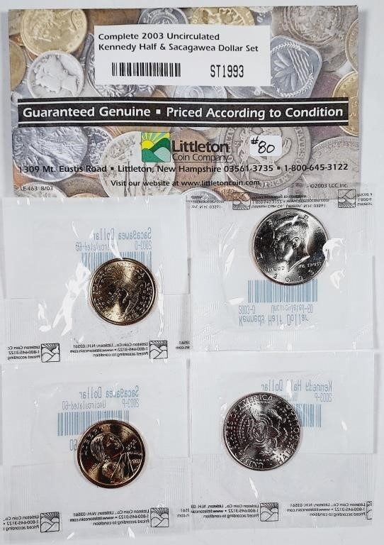 Complete 2003  Kennedy Half & Sacagawea Dollar set