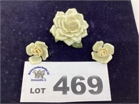ROSE BROOCH AND CLIP ON EARRINGS