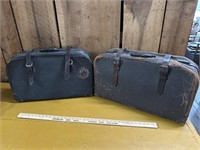 Pair of vintage leather suitcases