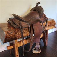 19" Vintage Saddle w/ Oak Stirrups