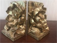 Goldtoned Magnolia Bookends