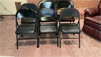 (6) folding metal chairs 4 w/ padded seats and
