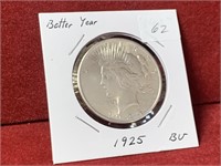 1925 UNITED STATES SILVER PEACE DOLLAR BETTER YEAR