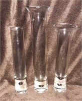 Glass Bud Vases one at 10" and two at 8"