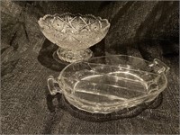 A Cut Glass Compote and a Hors d'oeuvre Dish