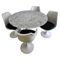 Tulip Dining Set by Eero Saarinen Marble Top 48"