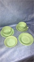 Six pieces of jadeite glass by anchor hocking, to