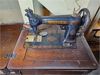 Antique Singer Sewing Machine & Cabinet