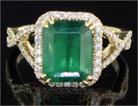 14kt Gold 3.66 ct GIA Emerald & Diamond Ring