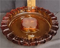 Vtg Amber Glass Coin Fostoria Heavy Ashtray