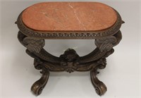 Antique French Marble Top Side Table w Eagles