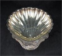 Vintage 12" Open Clam Shell Silver Plate Bowl