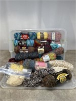 Large tote with assortment of yarn