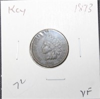 1873 INDIAN HEAD CENT VF KEY DATE