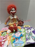 Ronald McDonald doll and clock, McDonald Halloween