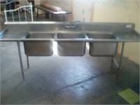 Advance Commercial stainless steel 3 tub sink