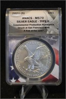 2021-S MS70 American Silver Eagle Type 2