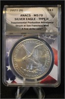 2021-S MS70 American Silver Eagle Type 2