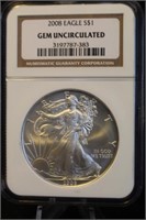 2008 Certified 1oz .999 Pure Silver Eagle