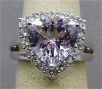 Sterling Silver ring with light purple and CZ