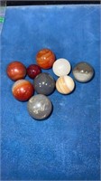 9 Agate marbles  9/16” to 7/8” good condition