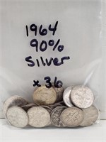 (36) 1964 Silver Roosevelt Dimes