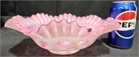 Fenton Cranberry Coin Dot Pink Candy Dish Bowl