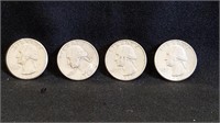 (4) 1962 Washington Silver Quarters