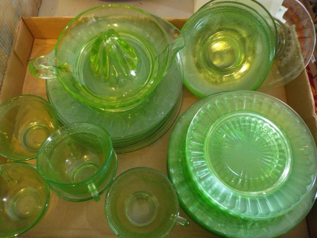 Green Depression glass may find flake