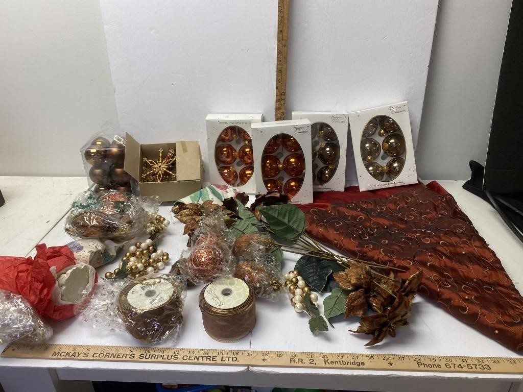 Large lot of Copper and Gold Christmas decor