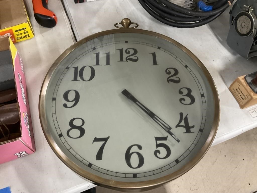 16 Inch Brass Battery Op Clock