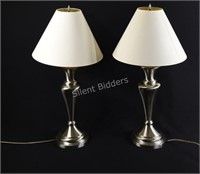 Stiffel Set of Brushed Stainless Table Lamps